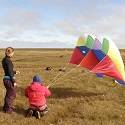 Preparing to fly the kite.